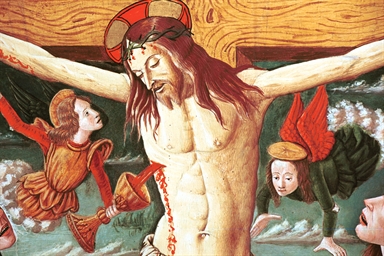 Crocifissione di Cristo con la Madonna, San giovanni evangelista, San Tossano, donatore e angeli della Passione